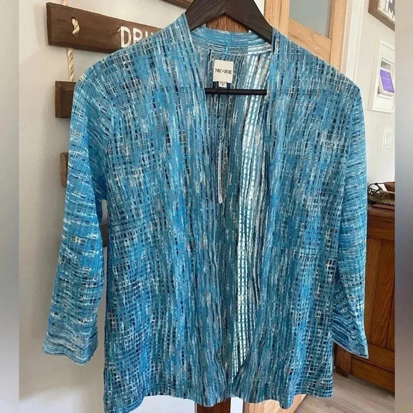 Nic & Zoe Women’s Melody Open Cropped Cardigan Sweater Linen Nylon Viscose S NWT - Picture 4 of 11